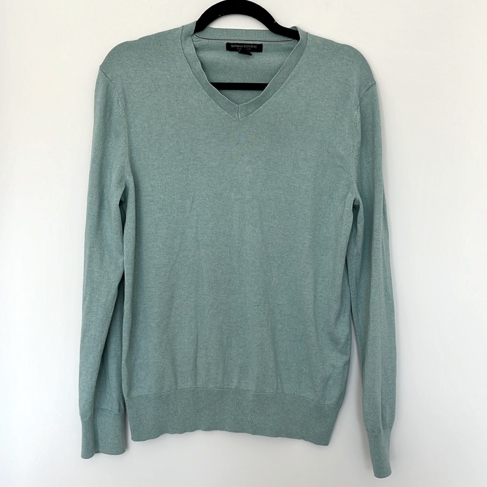Banana Republic Teal V-Neck Sweater Size Medium